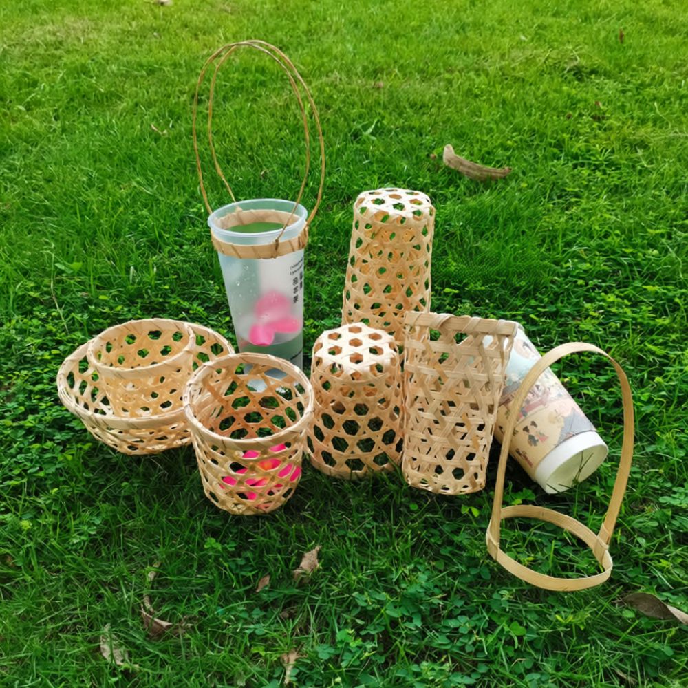 Coffee Tea Gift Basket - غلاف مشروبات من الخيزران الطبيعي المنسوج،