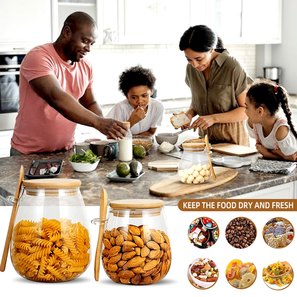 برطمان زجاجي بملعقة وغطاء ، بر - مراجعة Coffee Tea Sugar Canisters وسعره