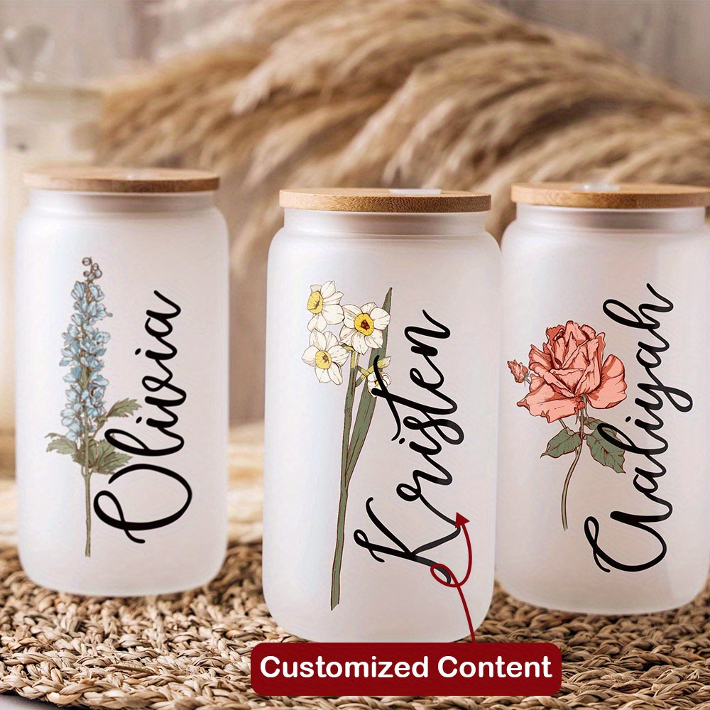 كوب زجاجي مخصص بزهور مواليد مع - مراجعة Coffee Tea Name وسعره
