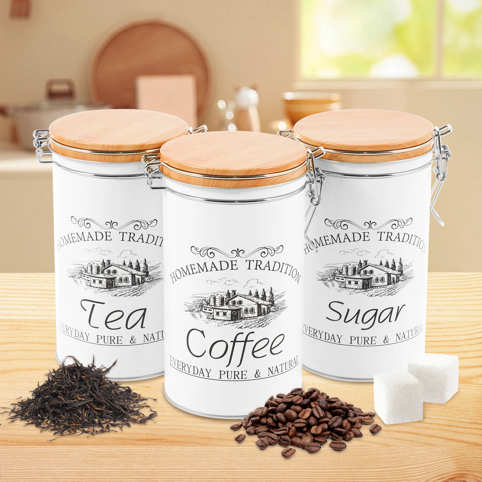 3 قطعة/المجموعة الشاي القهوة ا - مراجعة Coffee Tea Sugar Canisters وسعره