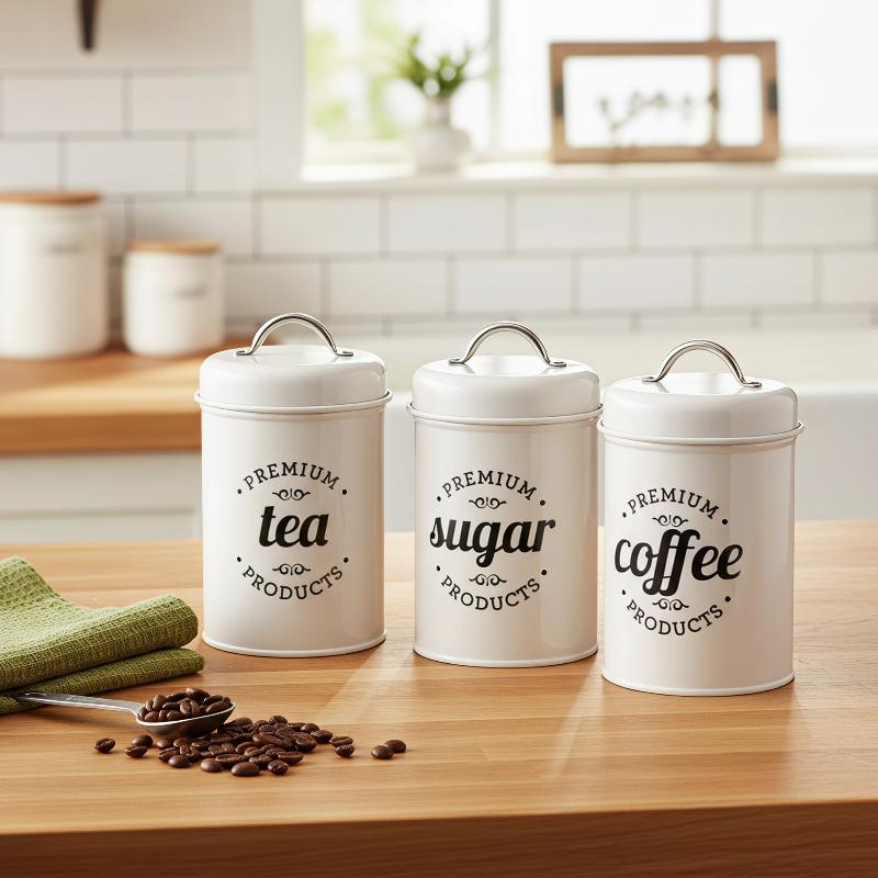 3 قطع من علب تخزين معدنية مستد - مراجعة Coffee Tea Sugar Canisters وسعره