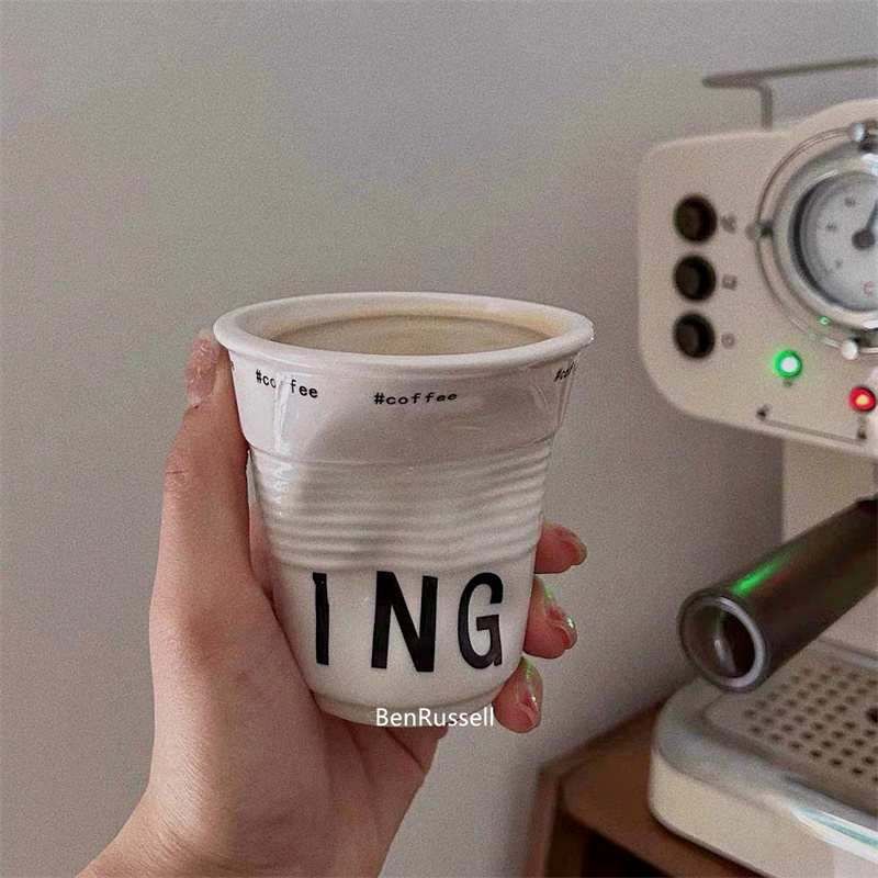كوب قهوة سيراميك مجعد غير منتظ - مراجعة Coffee Tea Name وسعره