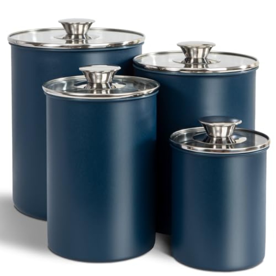 مجموعة حاويات طعام من الفولاذ  - مراجعة Coffee Tea Sugar Canisters وسعره