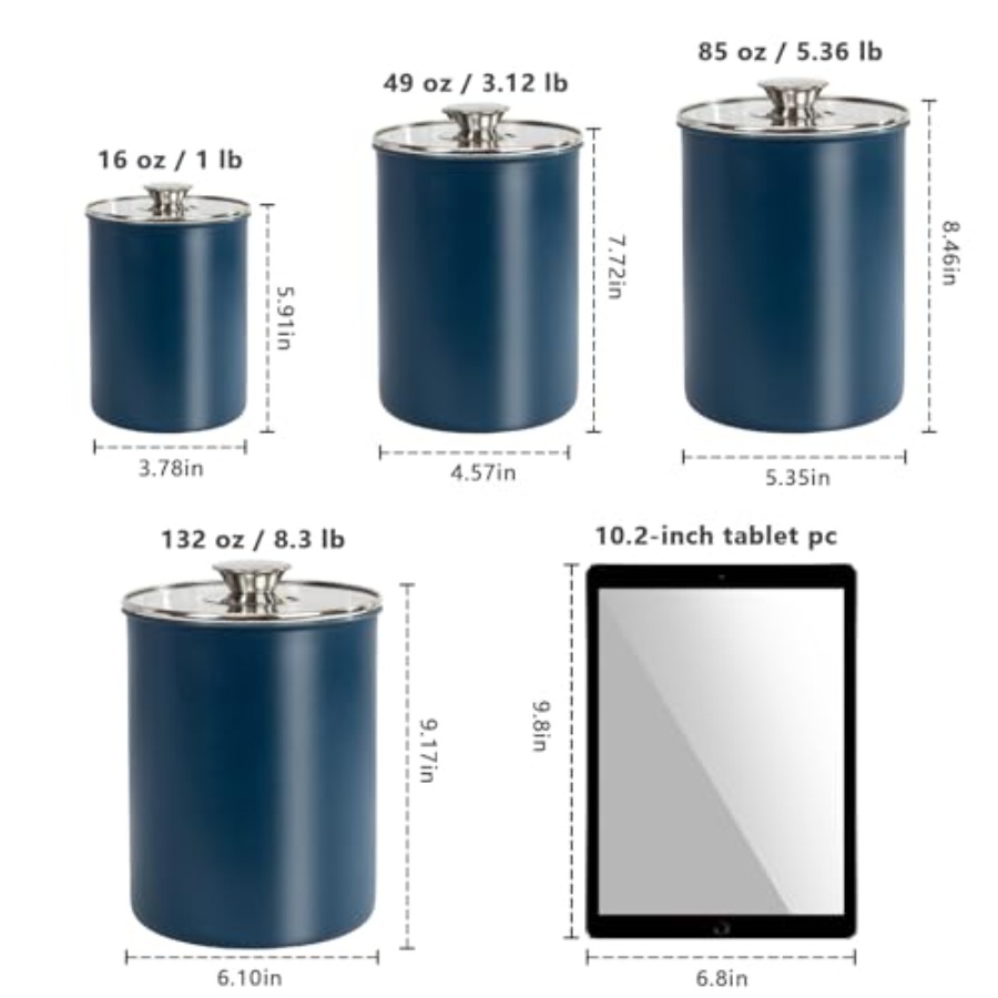 مجموعة حاويات طعام من الفولاذ  - مراجعة Coffee Tea Sugar Canisters وسعره