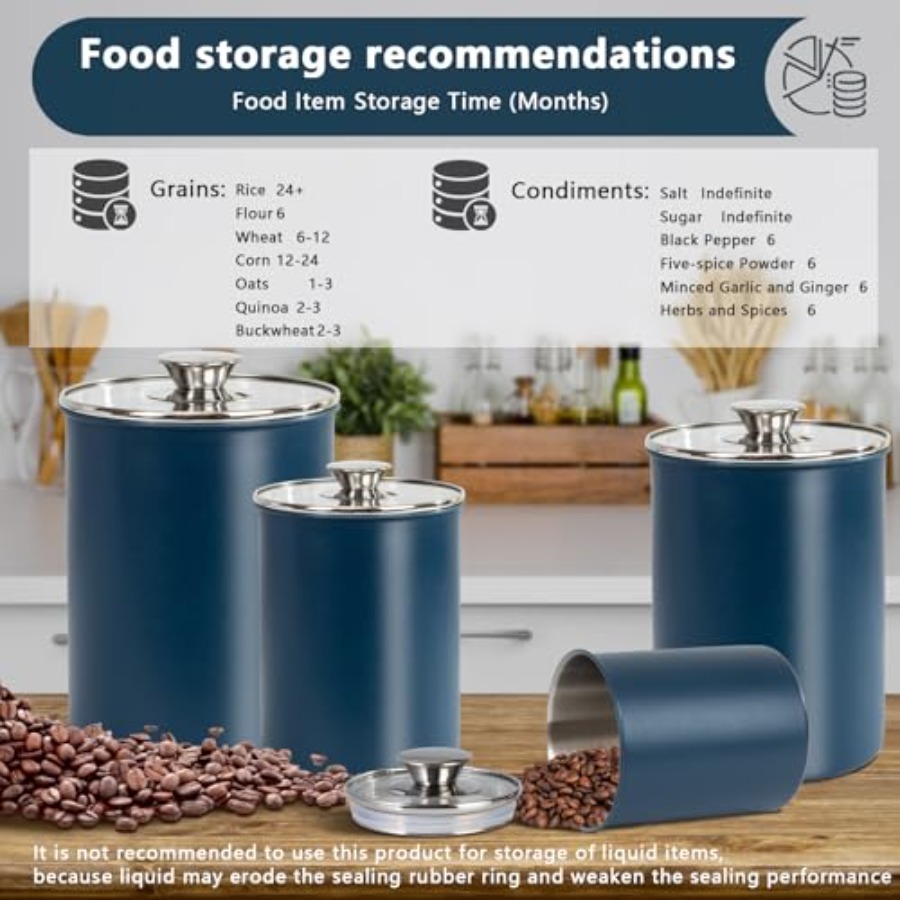 مجموعة حاويات طعام من الفولاذ  - مراجعة Coffee Tea Sugar Canisters وسعره
