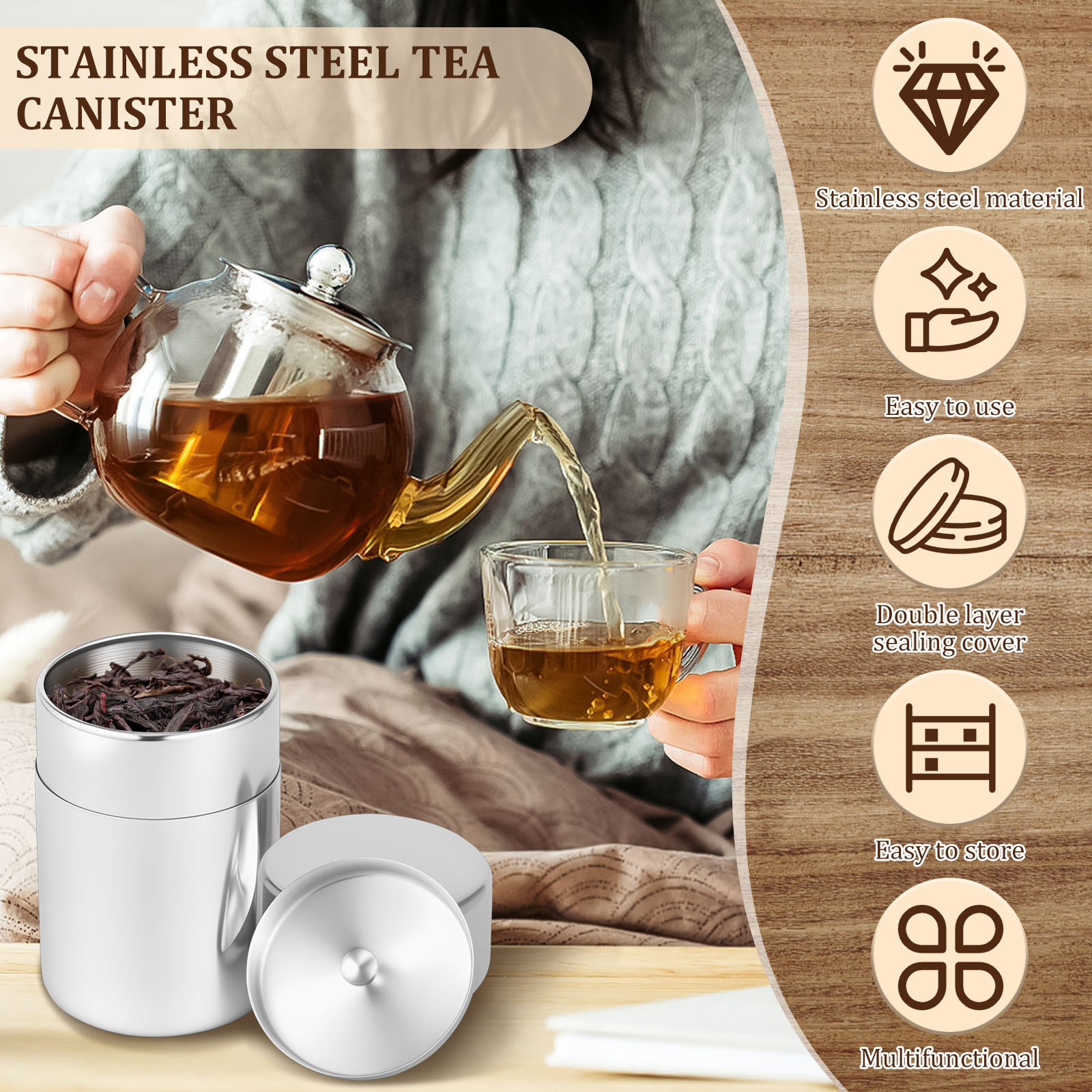 الفولاذ المقاوم للصدأ أوراق ال - مراجعة Coffee Tea Sugar Canisters وسعره