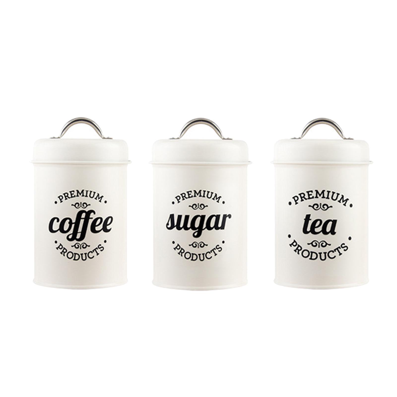 مجموعة علب معدنية للمطبخ لتخزي - مراجعة Coffee Tea Sugar Canisters وسعره
