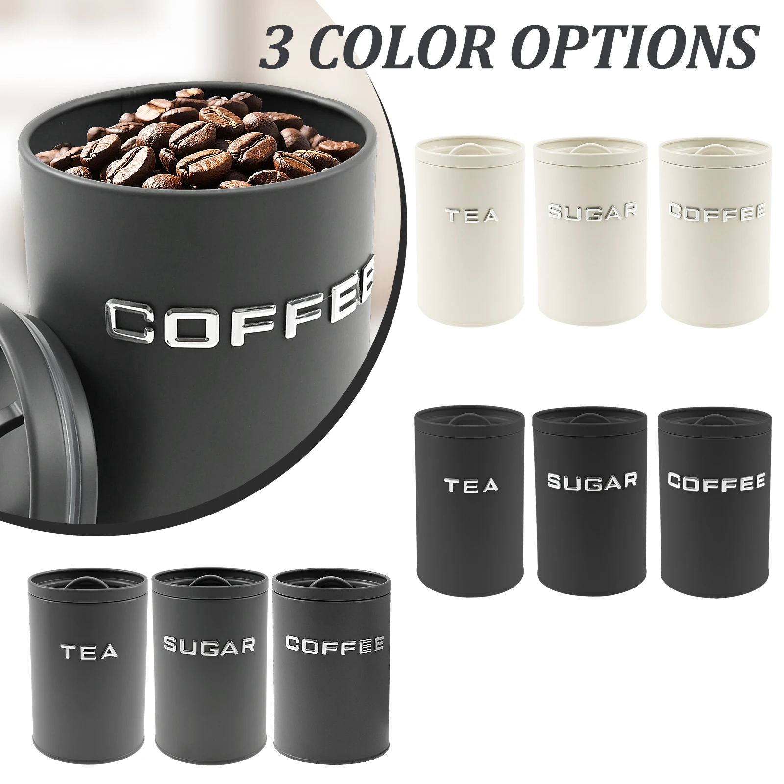 3 قطعة علبة الشاي والقهوة والس - مراجعة Coffee Tea Sugar Canisters وسعره